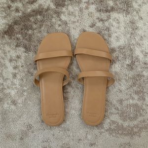 Abercrombie & Fitch Tan Double Strap Slide Sandals